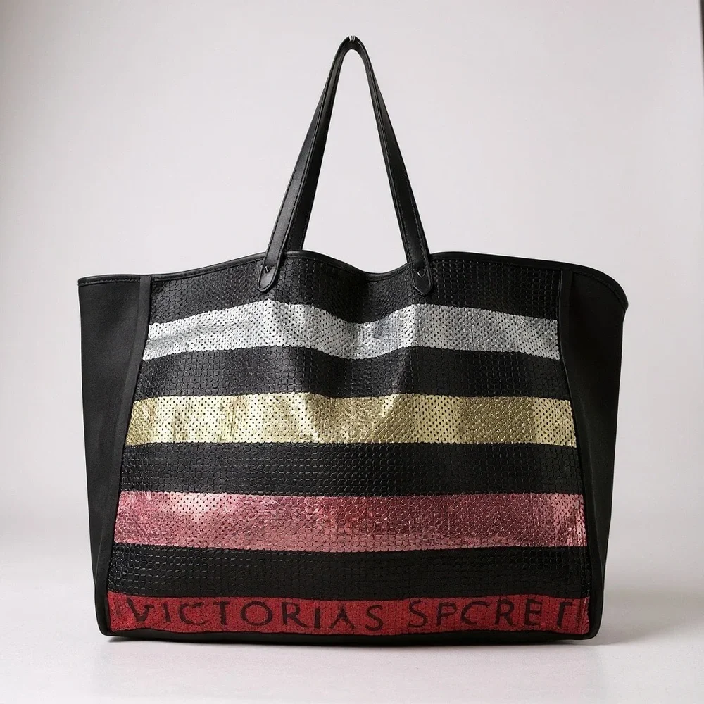 🖤 Victoria’s Secret‎ Sequin Stripe Tote Bag